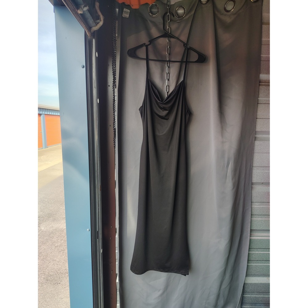 MRT 1030 Womens Black Cowl Neck Spaghetti Strap Midi Slip Dress XL A7229